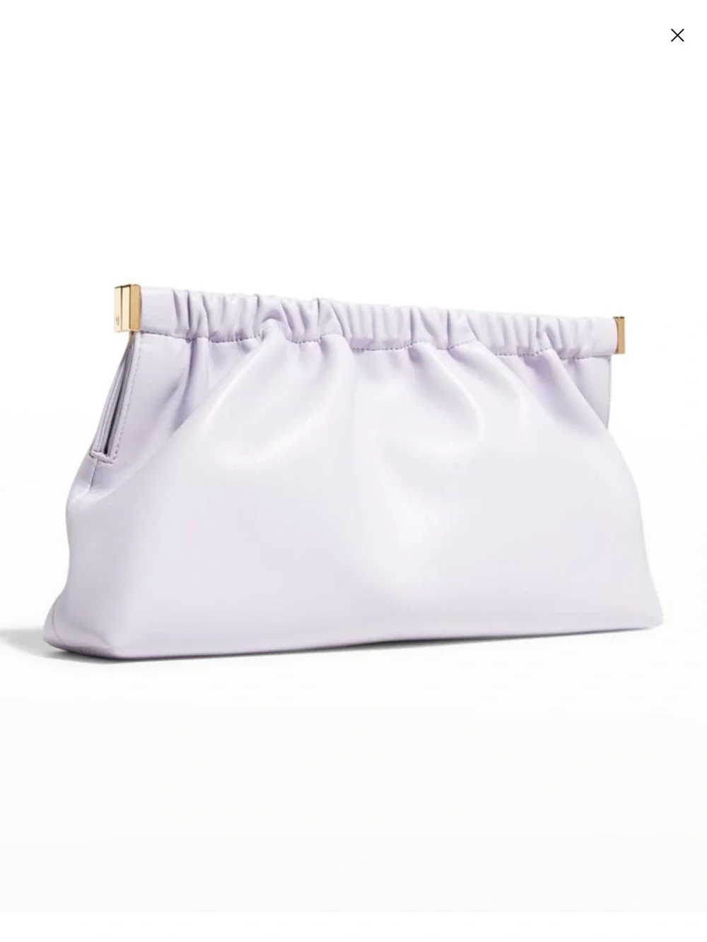 Nanushka Lilac Gathered Leather Clutch with Gold Accents